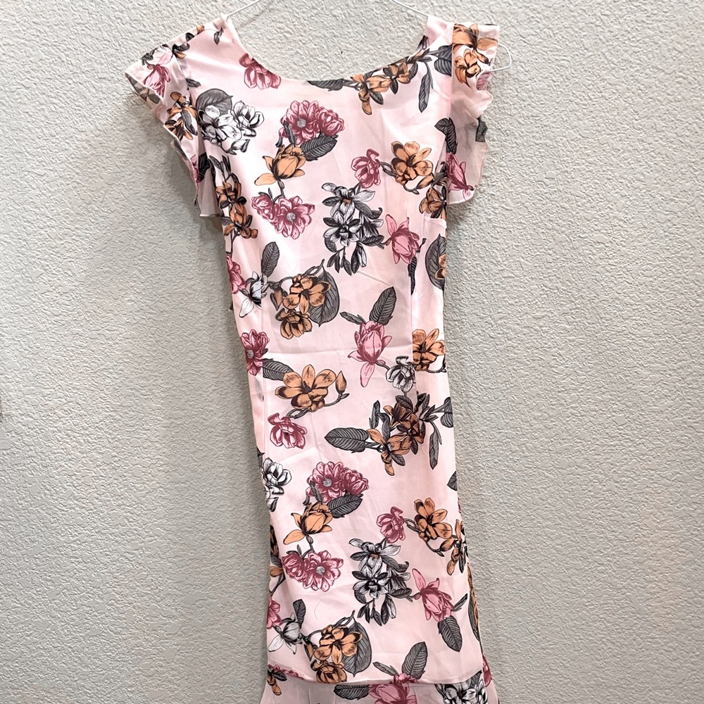 FLORAL MIDI OPEN BACK DRESS